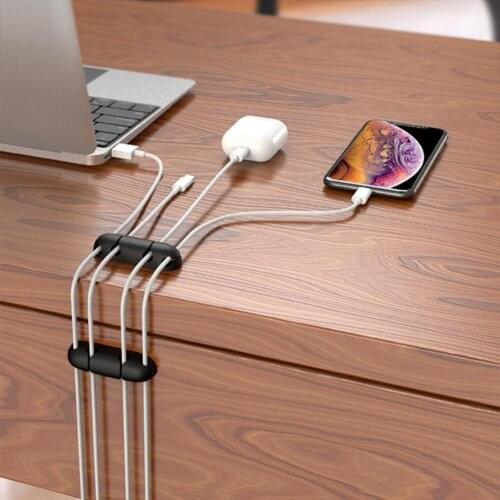 USB Cable Organizer Wire Winder Silicone Tie Fixer Wire Management organizador Cord Clip Office Desktop Phone Cables holder