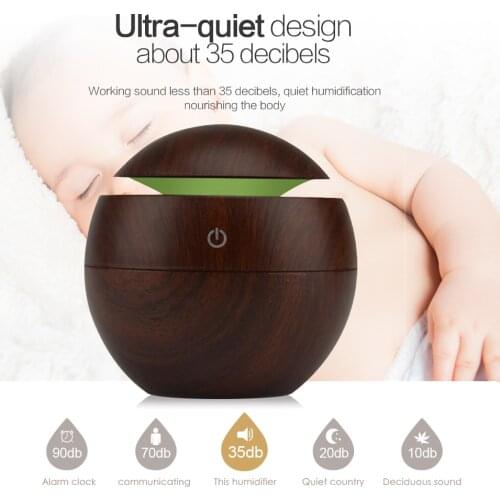 Mini Air Humidifier USB Ultrasonic Aroma Diffuser Wood Grain 7 LED Light Electric Essential Oil Diffuser For Home Aromatherapy