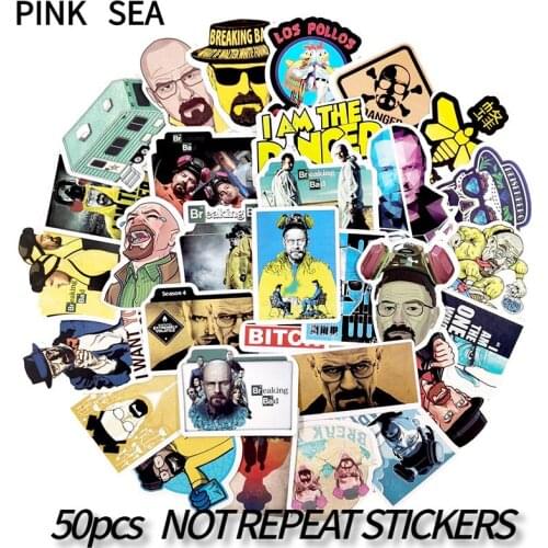 10/30/50Pcs/set Tv Show Breaking Bad Cartoon Waterproof PVC Stickers For Guitar Bicycle Skateboard Snowboard Laptop Luggage SL