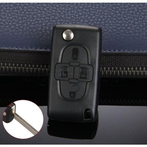 Yetaha 4 Buttons Flip Floding Remote Car Key Case Shell Cover Fob For Peugeot 1007 Citroen C8 Uncut Blade Auto Replacement Fob
