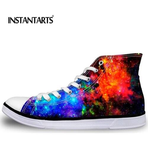 INSTANTARTS Superstar High Top Canvas Women Vulcanize Shoes Espadrilles Spring Summer Casual Lace Up Shoes Female Galaxy Shoes