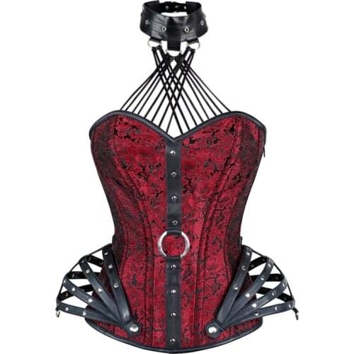 Modeling Strap Woman Sexy Steampunk Underbust Gothic Clothing Faux Leather Halter Steel Boned Corsets Top Newest