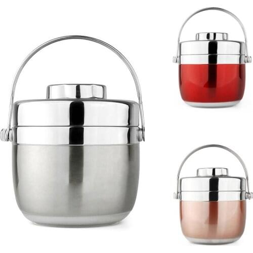 1.5LStainless Steel Food Bento Box 12 Hours Vacuum Lunch Box Keep Warm 2 Layer Lunch Box Soup Jar Insulated Box