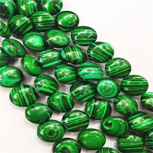 1 Strand/33pcs 12x6mm Wholesale Green Malachite Round Loose Beads DIY Jewelry Accessories 15.5inch S417