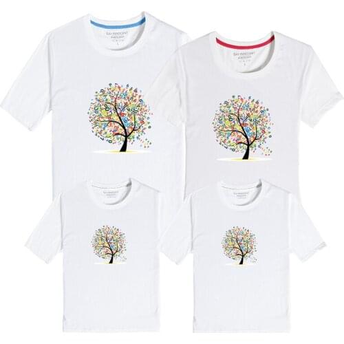 AD 1PCS Family Matching T-shirt Number Tree Dad and Son Mother and Daughter Clothes Summer Cotton Clothing Together Forever