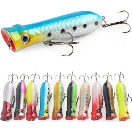 10 Pcs/lot Topwater Lure Popper 8cm/11.6g Fishing Surface Floating Lures Artifical Hard Baits
