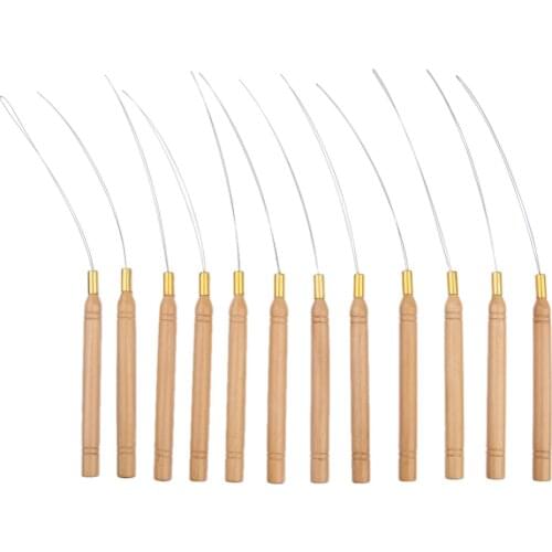 12 Sets New Fine Hair Extension Loop Pulling Needle Threader Tool