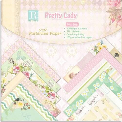 24Pcs/Lot Pink Dots Retro Material Papers DIY Scrapbooking Album Diary Gift Decorative Paper Scrapbooking Paper