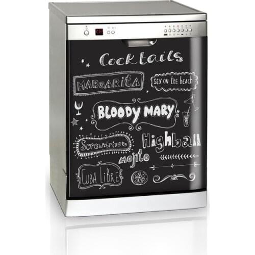 3D Cocktail Menu Dishwasher Refrigerator Freeze Sticker Kids Art Fridge Door Cover Wallpaper