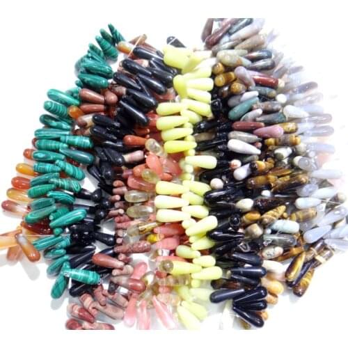 25*8mm Natural stone agate Opal Unakite Quartz tiger eye Water drop spacer beads for Diy Jewelry Making Bracelet Necklace 40pc