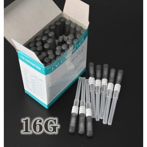 50Pcs/box Grey-16G Body Jewelry Surgical Steel Catheter Piercing Needles Supply Sterilized Body Disposable Tattoo Needles
