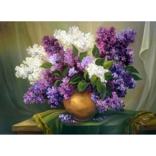 YIKEE Diamond Embroidery Purple Flowers 5D DIY Diamond Painting Mosaic Picture Of Rhinestone Decoration Home h1946