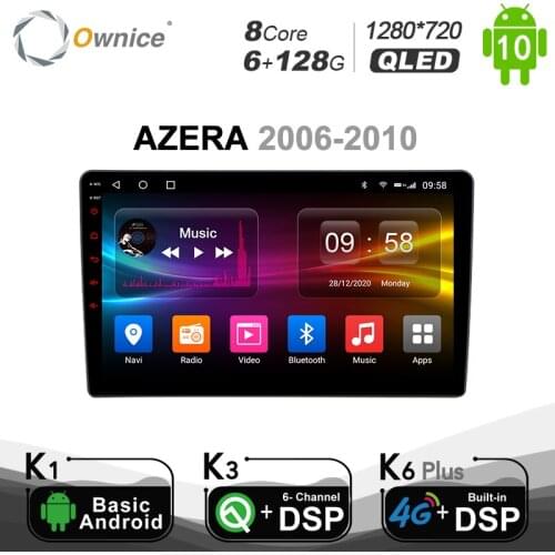 Ownice 6G Ram 128G Rom Android 10.0 Car DVD Player For Hyundai AZERA 2006 - 2010 SPDIF 4G DSP Car Radio GPS Navi Audio System