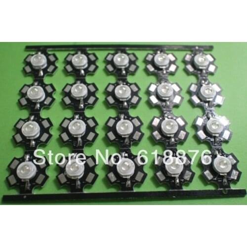 Free shipping!20PCS 1W Royal Blue High Power LED Emitter 350mA 450-455NM with 20mm Star Heatsink for Plant Grow/Aquarium