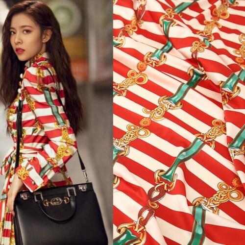 Digital chain printing fabric 150 cm stretch fabric meter fashion dress 100% polyester fabric wholesale polyester cloth