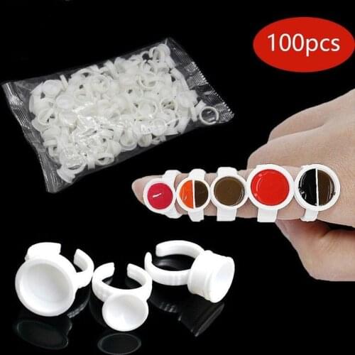 500 Pcs Tattoo Ink Ring Cup Ink Holder For Permanent Makeup Tattoo Makeup Holding Pigments and Eyelash Glue Divider Container