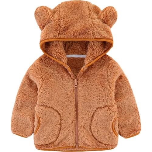 Hooded Fleece Plush Kids Wool Blends Coats Toddler Kids Baby Girl Boy Jacket Childrens Fleece Hooded Winter Coat Outerwear