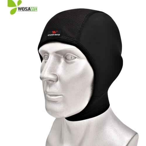 WOSAWE Breathable Cycling Caps Chin Ear Cover Quick Drying Bicycle Sports MTB Bike Motorcycle Ski Helmets Inner Lining Sweat Hat