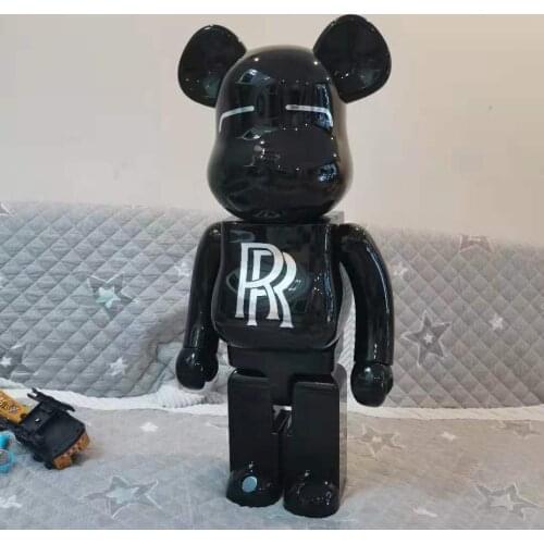Black 70cm 1000% Bearbrick Action Figures Block Bear Model Figures Car Style Toy Decoration