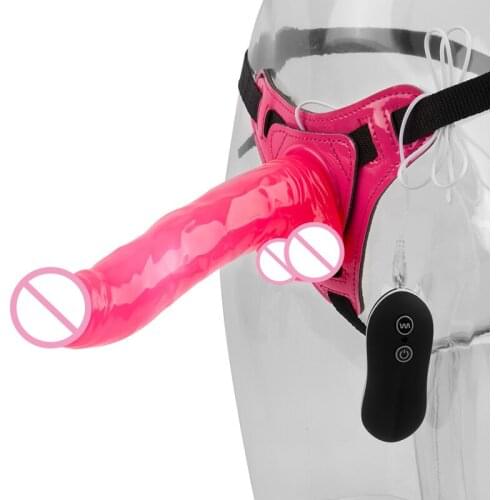 Erotic Lesbian Sextoy Strapon Dildo Realistic Silicone 10 Mode Strap On Penis Harness Big Dick Vibrator Adult Sex Toys for Woman