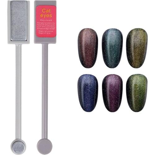 Geena Nail Art Double-headed Magnetic Plate Magnet Pen 1PC With 1PC Cat Eye Magnet Gel Polish