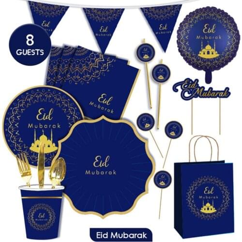 EID Party Disposable Tableware Ramadan Decorations for Home Islamic Muslim Party Decor EID MUBARAK Ramadan Kareem Eid AL Adha