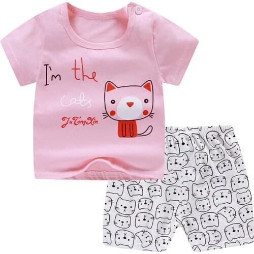 Baby clothing sets summer baby clothes for boys & girls cotton cartoon print baby sets 0-4Y baby child clothes 2PCS