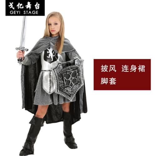 COS Knight costume Halloween Childrens Day stage performance costume luxury female swordsman costume costume child female knigh