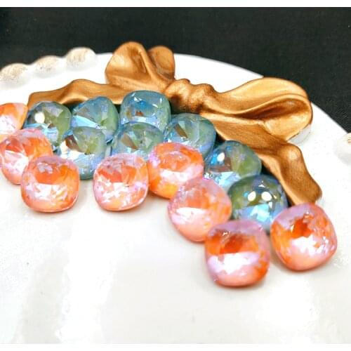 Square Cristal Stone Nail Erinite Blue Zircon MI glass crystals strass rhinestone Pointback beads for DIY decorations jewelry ma