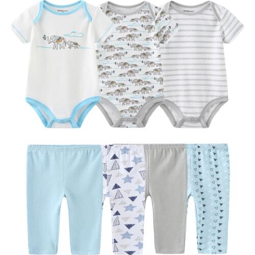Summer Toddler Newborn Unisex Baby Boy Girl Clothing Set 0-12M Cotton Soft Baby Bodysuit+Pants Set Infant Clothing Set Ropa Bebe