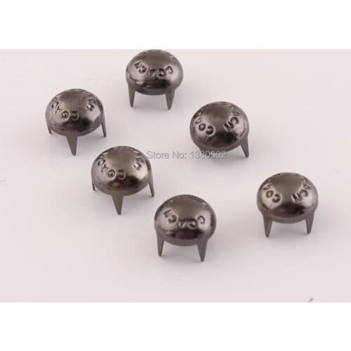 50pcs/lot 8mm Black Color Metal Garment Rivets Studs Claw nail for Bags Garment DIY Sewing Accessories