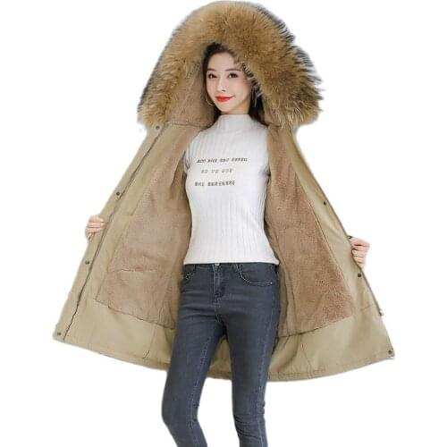 Fashion Mid-Length Hooded Women Winter Coats 2021 New Park Large Size Lamb Hair Loose Down Cotton Jacket Womens Pie Overcome