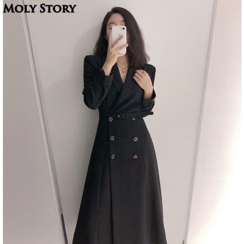 Fashion New Long Trench Coat for Women Plus Size Black Trench Coat Women Maxi Blazer Coats