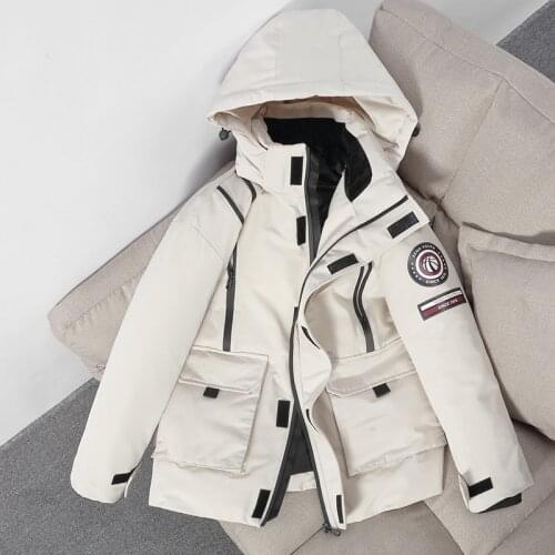 2021 Winter Jackets White Black Windproof Hooded Down Jacket Men Fashion Outerwear Keep Warm White Duck Down Coats Men