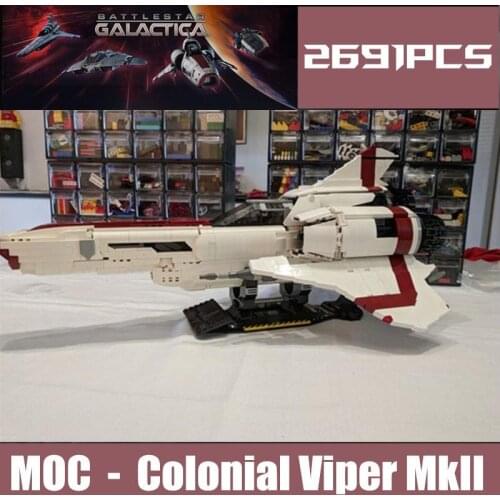 Buildmoc Battle Galactica Colonial Viper MKII MOC-9424 Building Blocks Bricks DIY Kids for Toys Gifts Birthday Anime Figure Boys
