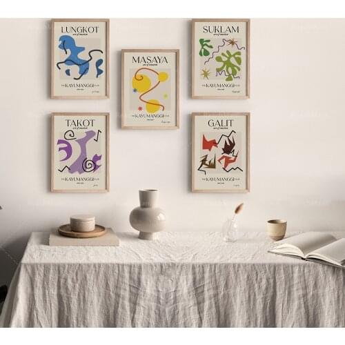 Popular set of 5 Philippine abstract wall art, Henry Matisse inspired printing, Philippine art retro bohemian decorative poster