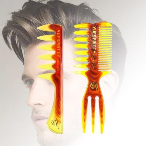 Retro Oil Hair Comb Set Wide Tooth Fork Comb Mens Beard Comb Hair Salon Styling Hair Brush Oil Comb