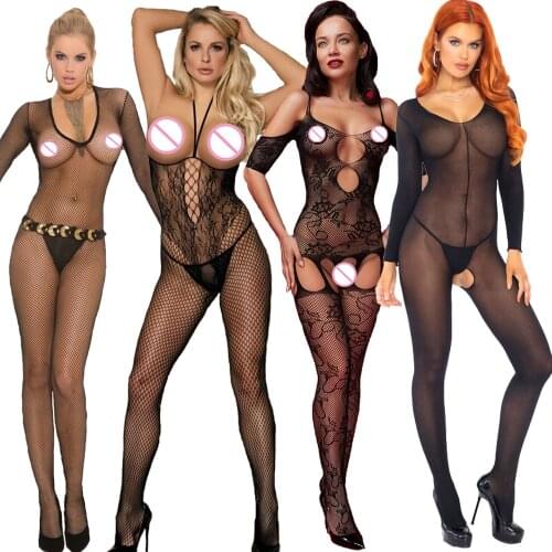 Sexy Bodystocking Open Crotch Fetish Porno Sexi Women Crochless Teddy Lingerie Bodysuit Sexy Erotic Underwear Baby Doll Costumes