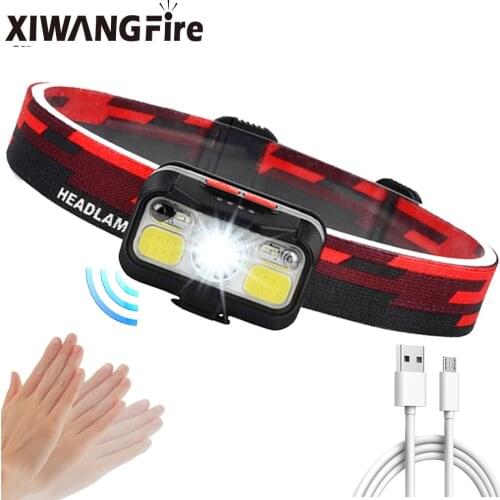 Sensor headlight super bright COB LED headlamp waterproof built-in battery USB rechargeable lantern multi-function fishing light
