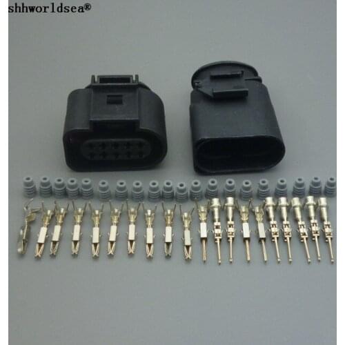 Shhworldsea 10Pin 1.5mm car connector male female auto electrical plug socket 1J0973715 for vw audi 1J0 973 715 1J0973815