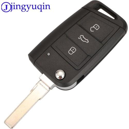 Jingyuqin 10ps Flip Folding Key Fob Shell For VW Golf 7 GTI MK7 Skoda Octavia A7 Seat Remote Auto parts Keyless Case