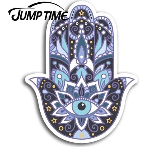 Jump Time for Hamsa Hand Vinyl Decal Sticker Religion All Seeing Eye Spiritual Decal Rear Windshield Waterproof Car Accessories