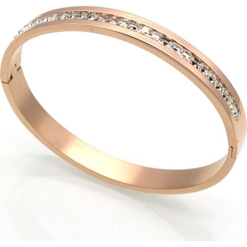 6mm and 8mm high quality bracelet square drill bracelet wide thin titanium steel love bracelet anti-allergic bangles