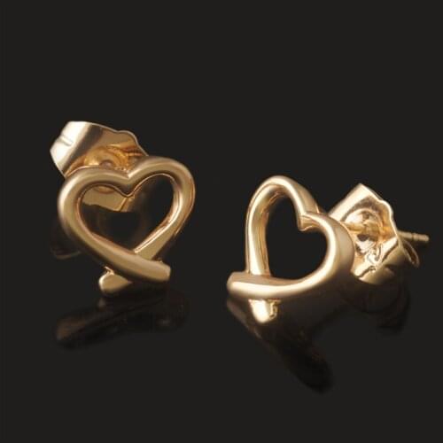 MxGxFam Heart Stud Earring Women 18 yellow Gold Color Made by Environmentail Brass