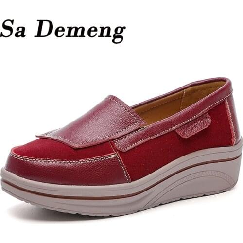 Sa Demeng Women Flats Platform Shoes Ladies Suede Leather Flat Shoes Women Slip on Casual Sneakers Shoes Moccasins Big Size