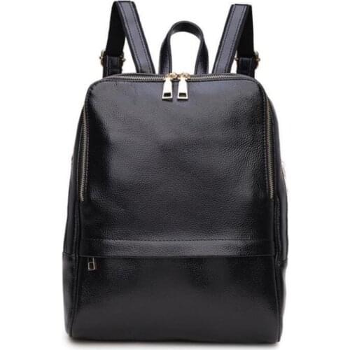 For Genuine Women Backpack Leather Women Shoulder Bag Brand Designer Female Travel Bag Casual Real Leather Laptop Backpack