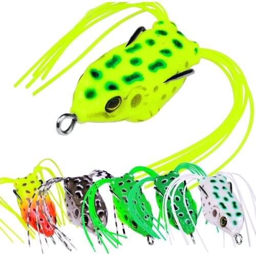 1 Pcs New Style 4.45cm5g Frog Lure Soft Tube Bait Plastic Fishing Lure with Fishing Hooks Top Water Ray Frog Artificial 3D Eyes