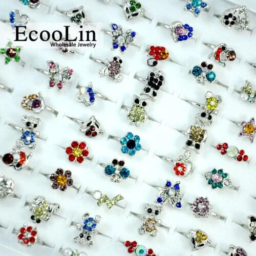 10Pcs Acrylic Lovely Silver Plated Adjustable Rings For Women and Girls Fashion Wholesale Jewelry Lots Mixed Styles R053