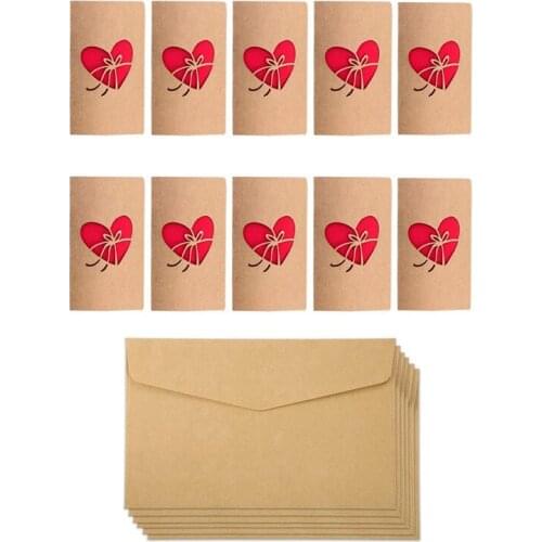 10 Pieces Mothers Day Gift Cards Retro Kraft Paper Cards Blank Inside Handmade Card for Birthday Christmas Wedding