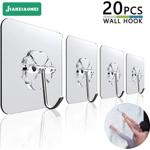 20Pcs Transparent Strong Suction Wall Hooks For Home Kitchen And Bathroom Cup Sucker Hanger Key Holder Storage Hanger Towel Hook